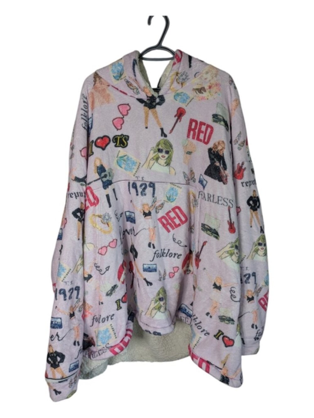 Snug Savvy Blanket Hoodies Taylor Swift Motifs Fleece Sherpa Pink Size Large